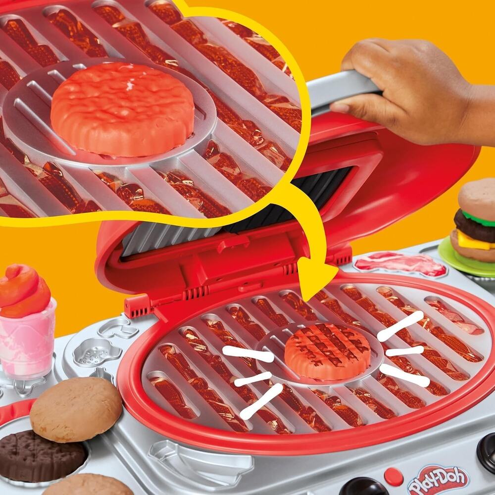 Play-Doh Sizzlin' Grill Playset with Lights & Sounds, 17 Accessories, BBQ Toys - Picture 4 of 7